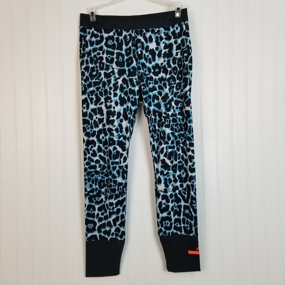 Adidas Stella McCartney Leopard Print Running Legging Blue Black Small - Picture 1 of 11